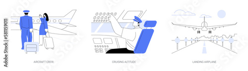 Airway transportation abstract concept vector illustrations.