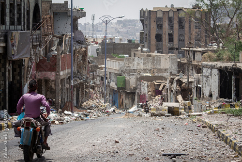 A neighborhood destroyed by war in Yemen, Taiz
