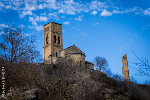 montanana huesca aragon spain view from the path santa maria de baldós and collapsed tower photo