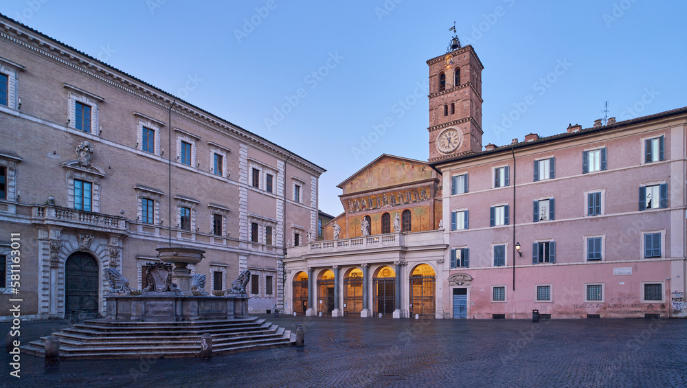 Basilica di Santa Maria in Trastevere, romanesque styled church in Trastevere, Rome
