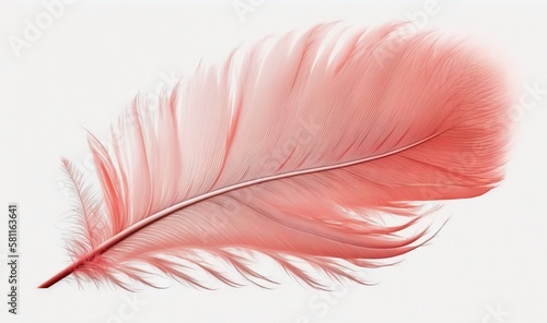  a pink feather is shown on a white background with a white background and a red feather is shown in the center of the image, and a white background is also a. generative ai