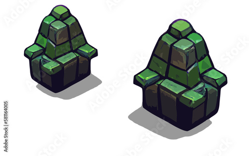 Rocks stones cartoon big set. Rocks and stones in isometric 3d flat style. Set of different stones. Rocks of various shapes. Vector Illustration eps