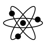Atom icon. Molecule or atom symbol. Vector illustration isolated on white background.