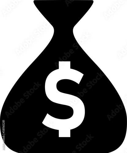 Money Sack or Bag with US Dollar Currency Sign Symbol Icon. Vector Image.