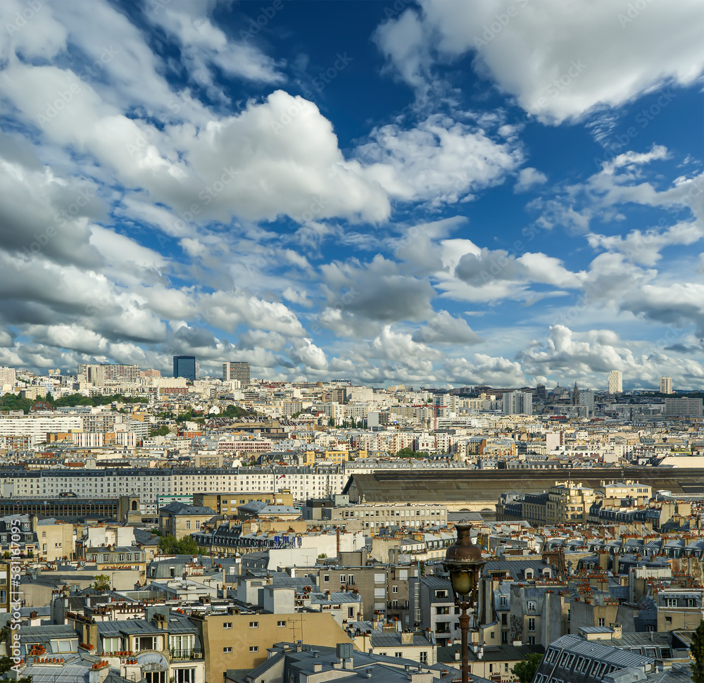 Paris skyline (cloudy summer day) , France