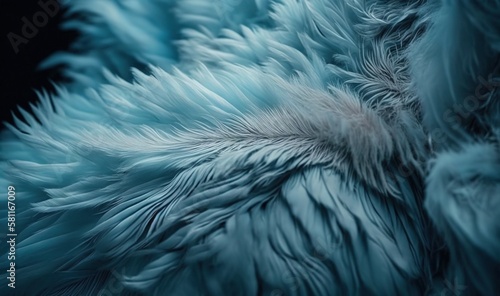  a close up of a blue bird's feathers with a black background and a white spot in the center of the feathers is a black background. generative ai © Nadia