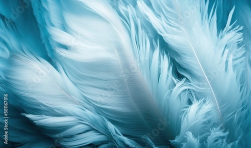  a close up of a blue and white feather pattern on a blue and white background with a black border around the feathers and the center of the feathers. generative ai