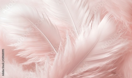  a close up of a pink and white feather background with a soft focus on the feathers of the bird's tail and the feathers. generative ai