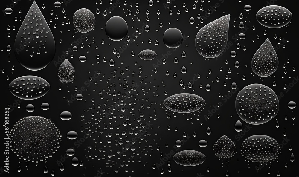 drops of water on a black background with a black background and a ...