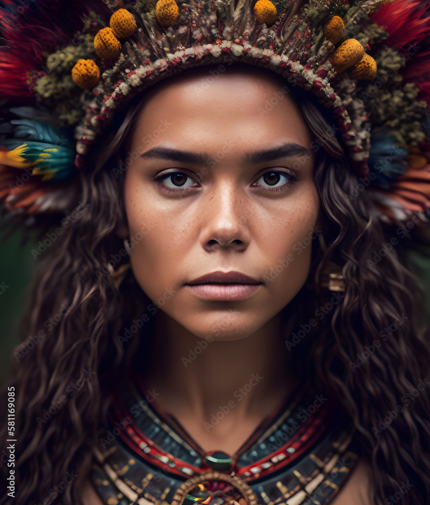 Beautiful Woman of the Amazon, Power and Beauty of the Indigenous Culture of the Amazon