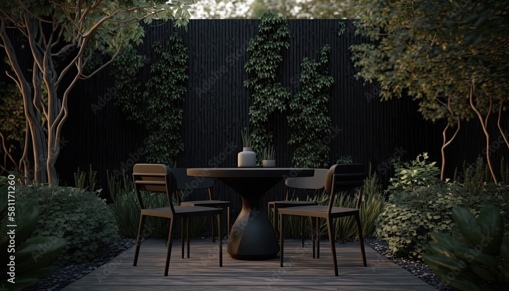 Modern black wooden terrace the perfect place for breakfast