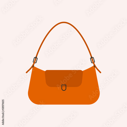 Women bag. Fashion flat handbag, elegant tote purse, cartoon leather stylish female accessories. Vector illustration