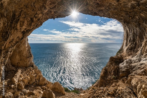Scenic view of Grotta dei Falsari cave near Noli, Liguria, Italy photo