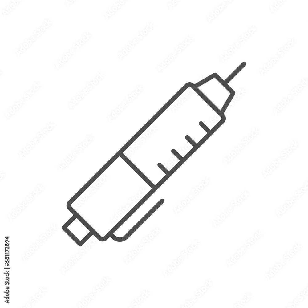 Insulin pen line outline icon Insulin pen line outline icon