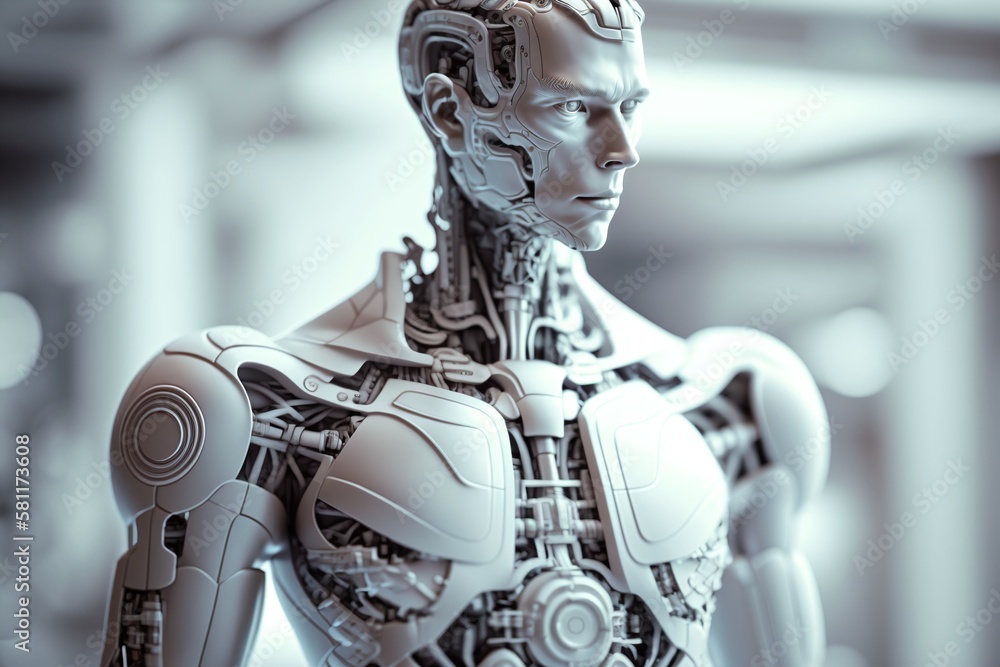 Human android robot, generative AI Human android robot, generative AI