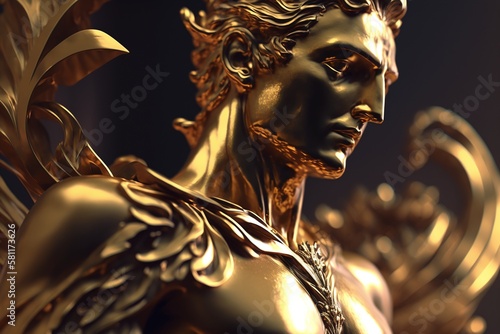 Golden angel statue, generative AI