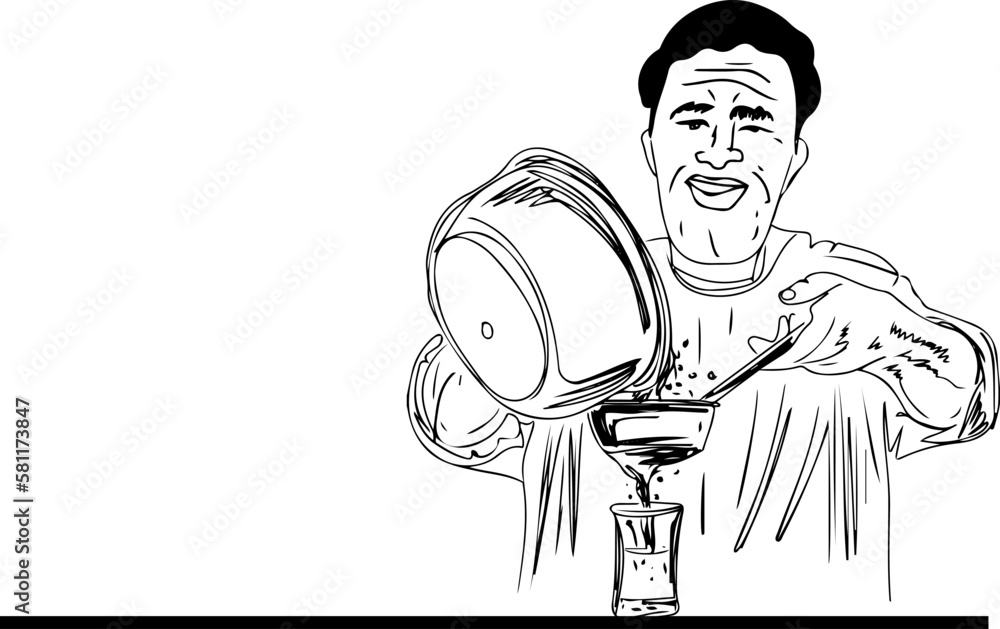 Chai tea India pour Stock Photos and Images, Chai tea stall Indian