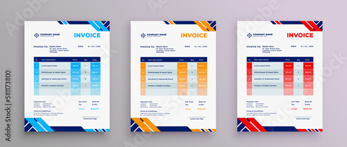 Multipurpose corporate business invoice template. Vector illustration bill form price invoice. 
