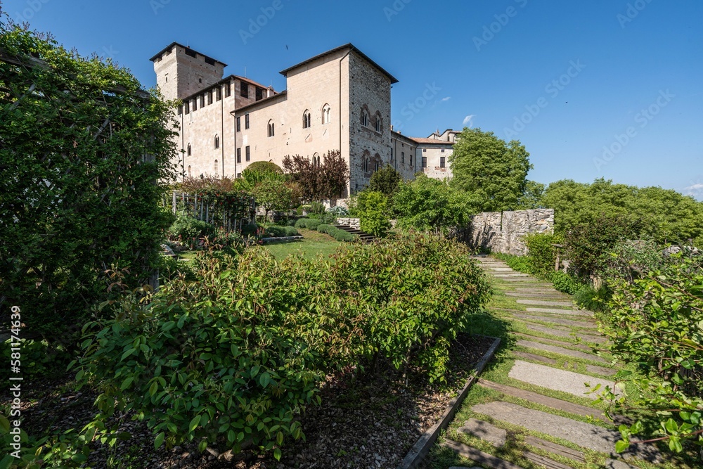 Path leading to the medieval castle Rocca di Angera on the shores of Lake Maggiore