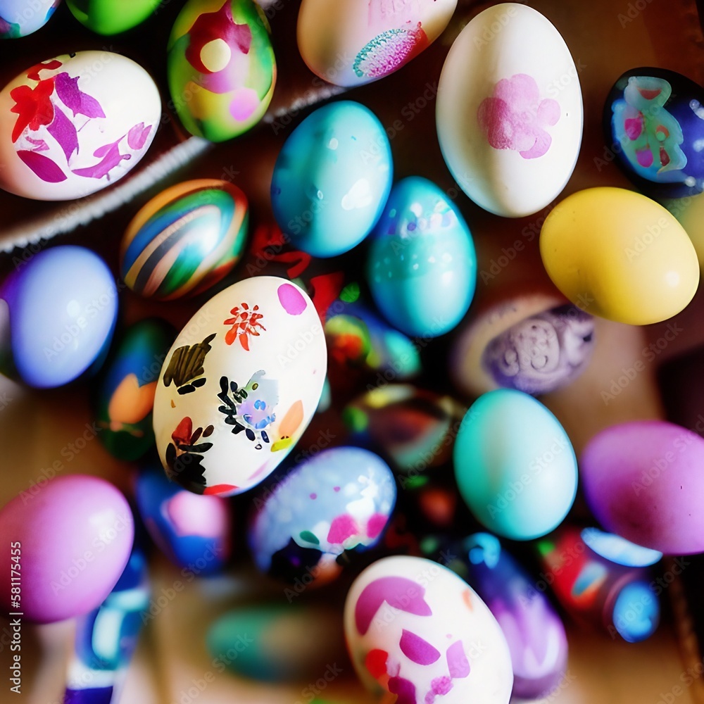 Colored Easter Eggs with generative ai