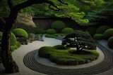 Beautiful calm scene in spring Japanese garden. Generative AI