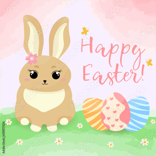 Easter rabbit, easter Bunny. Vector illustration.