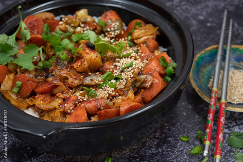 Vegan Korean doltsot rice and vegetabe stir fry