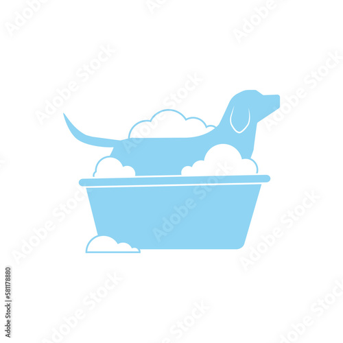 Washable dog logo in blue