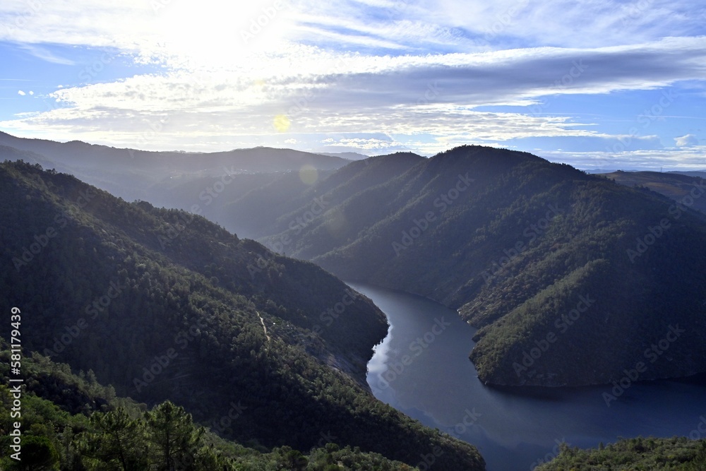 Aerial view of a beautiful lake near the mountains