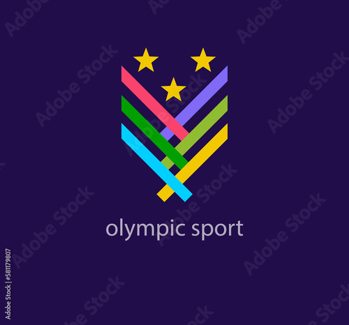 Olympic sport lines logo. Modern linear and star design. logo template. Elegant, luxury, premium vector