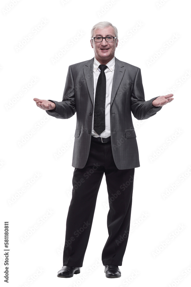 in full growth.Mature business man. isolated on a white in full growth.Mature business man. isolated on a white