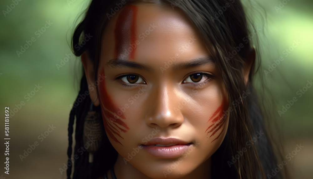Hermosa Mujer del amazonas, Poder y Belleza de la Cultura Indigena del