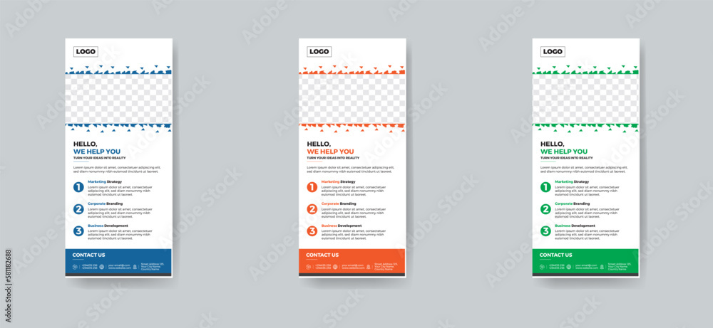 Modern corporate creative business strategy usable dl flyer or rack card design template.
