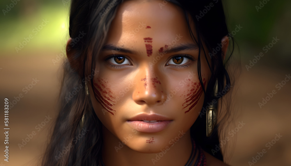 Hermosa Mujer del amazonas, Poder y Belleza de la Cultura Indigena del