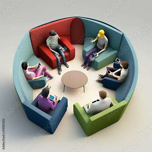 3d render of a group of people  Generative AIin a box photo