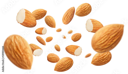 Foto Flying almonds cut out