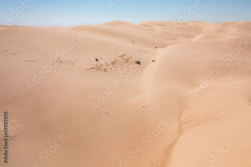 Aerial view of Arizona desert landscape sand dunes near Mexico border