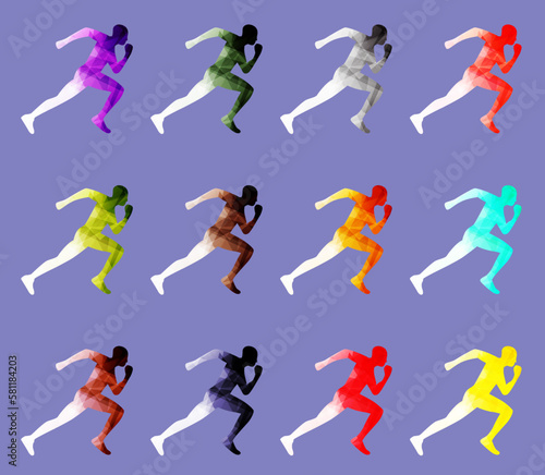 Running Man. Colorful Abstract Low poly Running Man Vector Illustration © Apoloart