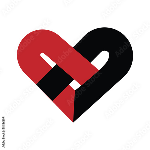 Heart symbol in modern geometric style vector logo isolated on white background, best emblem for love and romance or charity or health care clinic, line icon.