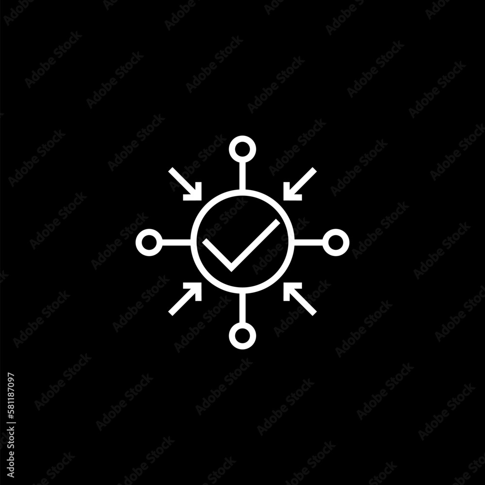 Positive impact and action line icon on isolated on black background Positive impact and action line icon on isolated on black background