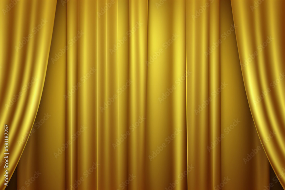 golden curtain with a ribbon