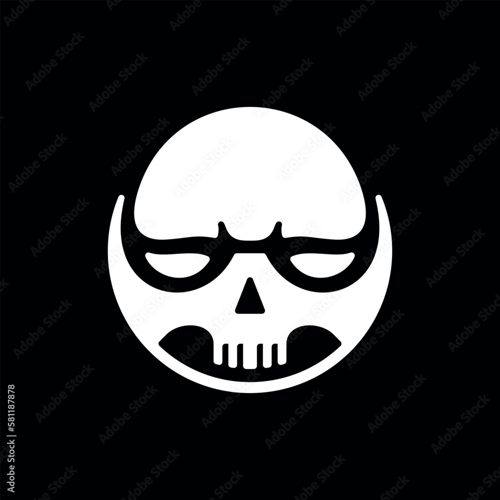 Human skull bone circle creative logo design