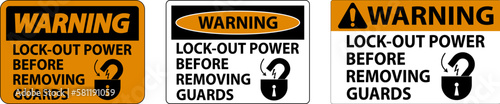 Warning Lock-Out Power Label On White Background