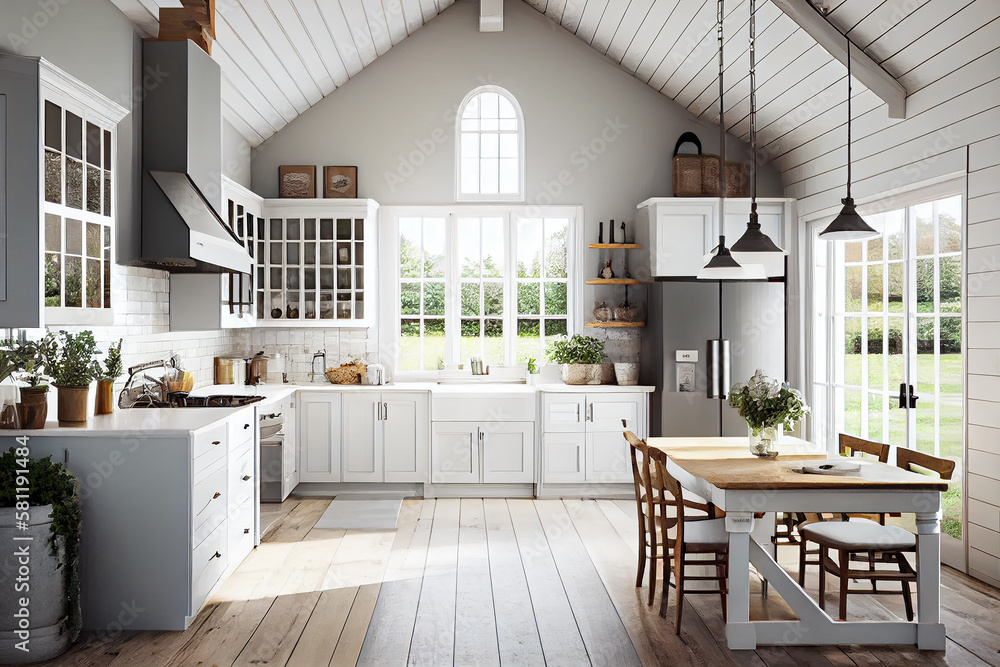 Premium AI Image  Farmhouse kitchen decor interior design and