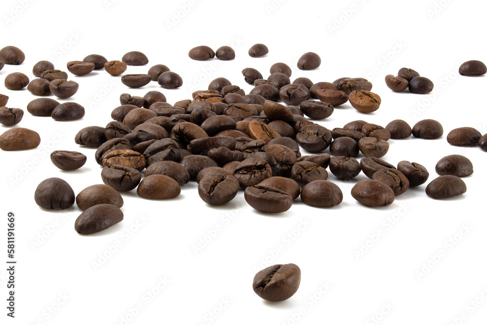 Coffee beans isolated on white background close up. Coffee beans isolated on white background close up.