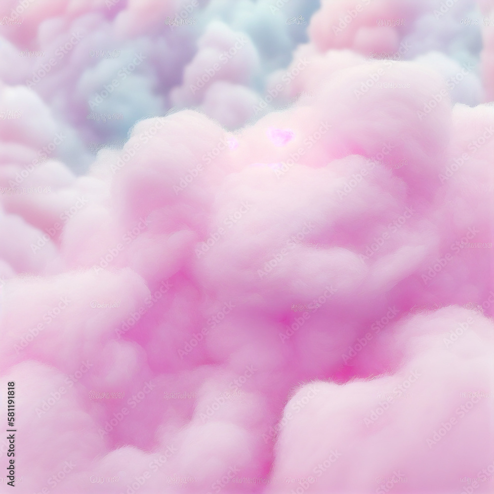 Pink fluffy cotton candy background made with Generative AI