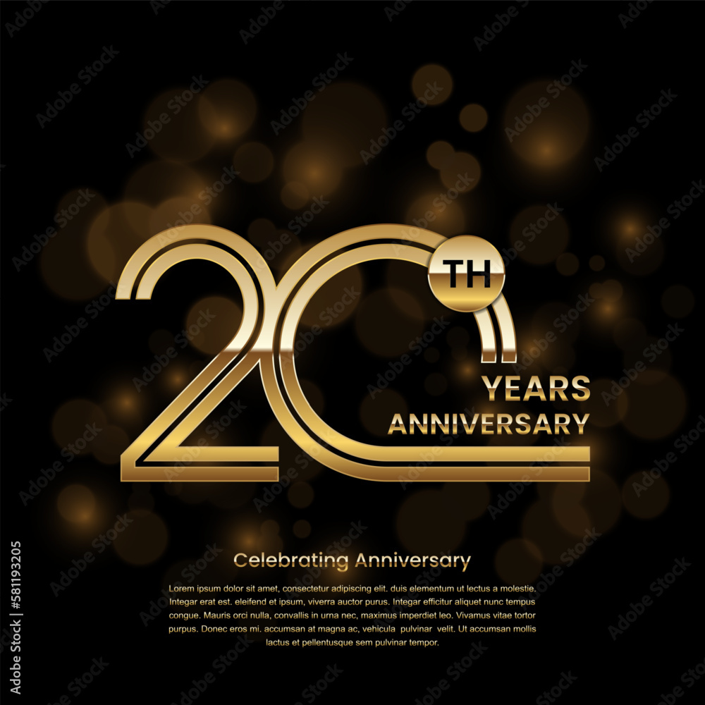 20th Anniversary. Anniversary logo design with double line concept