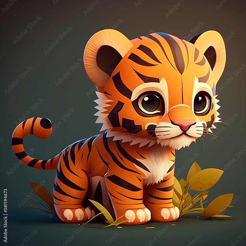 Cute little tiger character.Generative AI technology. Cute little tiger character.Generative AI technology.