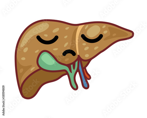Sick human liver icon. Vector symbol