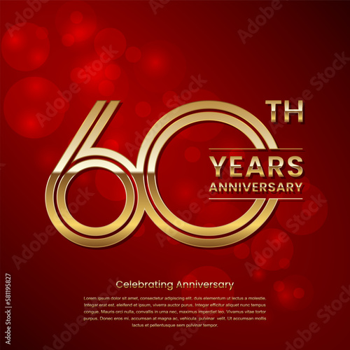 60 year anniversary. Anniversary logo design with double line concept. Golden anniversary template. Logo Vector Template